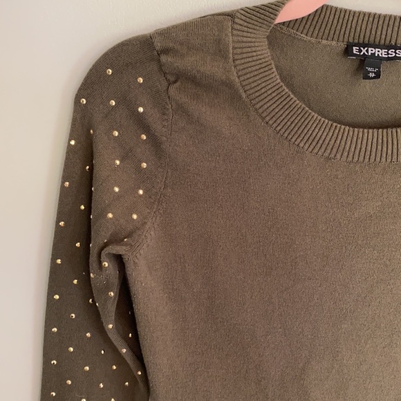Express Rhinestone Crew Neck Sweater - Green - XS - Picture 3 of 8